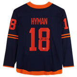 ZACH HYMAN Autographed Edmonton Oilers Alternate Navy Fanatics Breakaway Jersey FANATICS