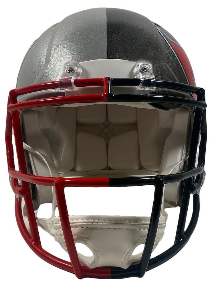TOM BRADY Buccaneers Side Autographed Buccaneers / Patriots Combo Speed Authentic Helmet FANATICS