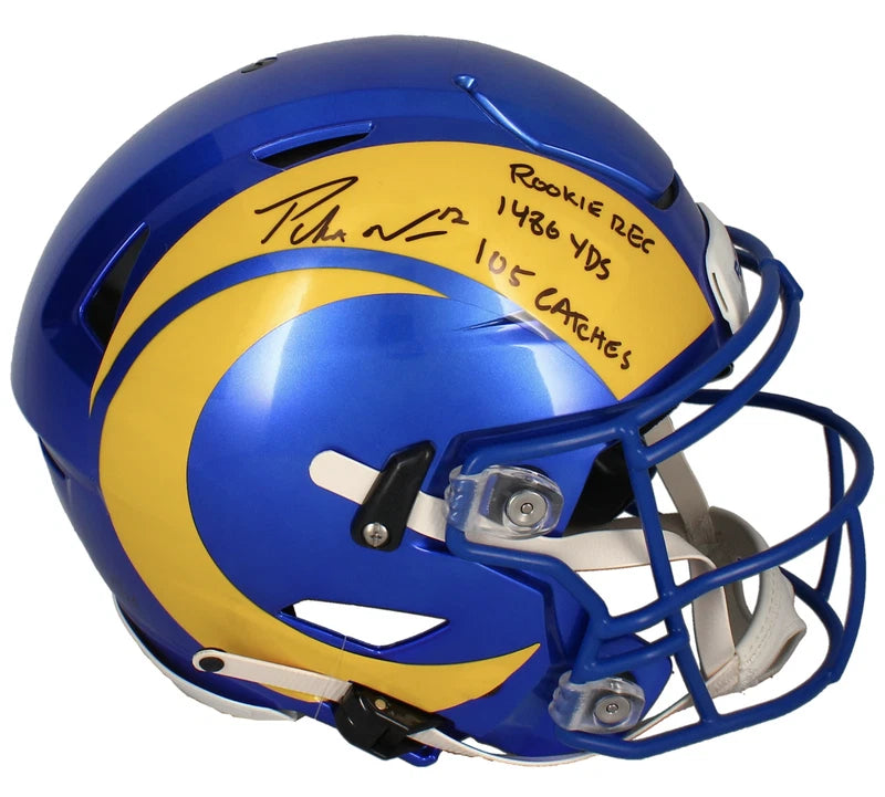 Puka Nacua Autographed/Inscribed "ROOKIE REC 1486 YDS 105 CATCHES" Los Angeles Rams Speedflex Authentic Helmet LE 25 Fanatics
