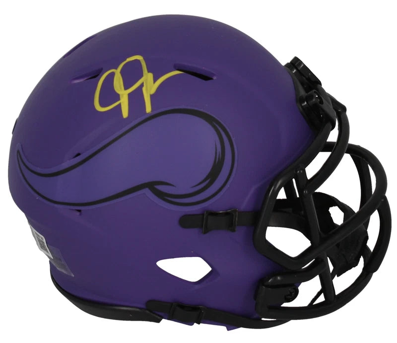 Justin Jefferson Autographed Minnesota Vikings RAVE Speed Mini Helmet Beckett Witnessed