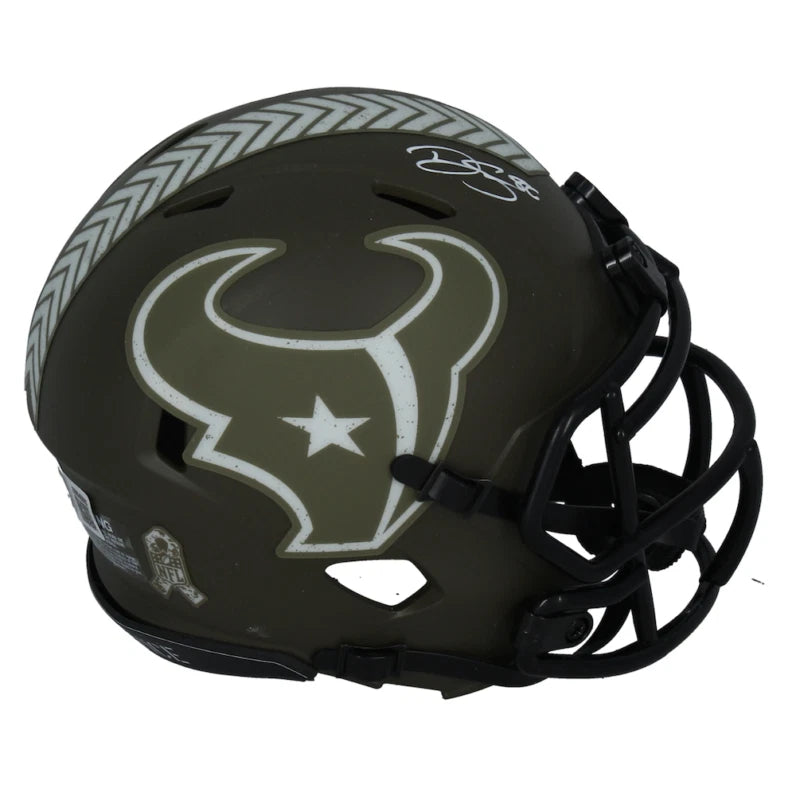 Dalton Schultz Autographed Houston Texans 2022 Salute to Service Speed Mini Helmet Beckett Witnessed