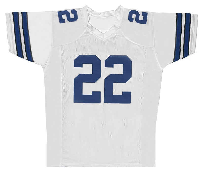 Emmitt Smith Autographed White #22 Custom Jersey Beckett Witnessed