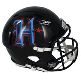 Dalton Schultz Autographed Houston Texans 2024 Navy Alternate H-Town Speed Replica Helmet Beckett Witnessed