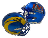 MATTHEW STAFFORD Autographed Los Angeles Rams SB LVI Champs Logo Speed Mini Helmet FANATICS