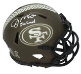 Joe Montana Autographed/Inscribed "Joe Cool" San Francisco 49ers 2022 Salute to Service Speed Mini Helmet Fanatics LE 24/24