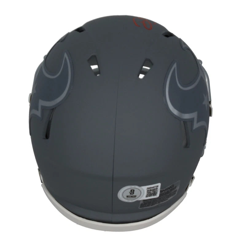 Dalton Schultz Autographed (in Red) Houston Texans Slate Speed Mini Helmet Beckett Witnessed