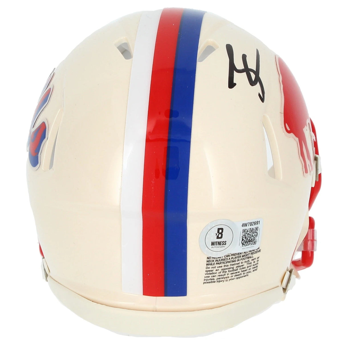 James Cook Autographed Buffalo Bills RETRO Speed Mini Helmet Beckett Witnessed