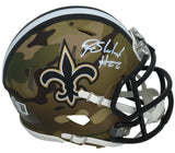 Rashid Shaheed Autographed (in White) New Orleans Saints Speed CAMO Mini Helmet Beckett Witnessed