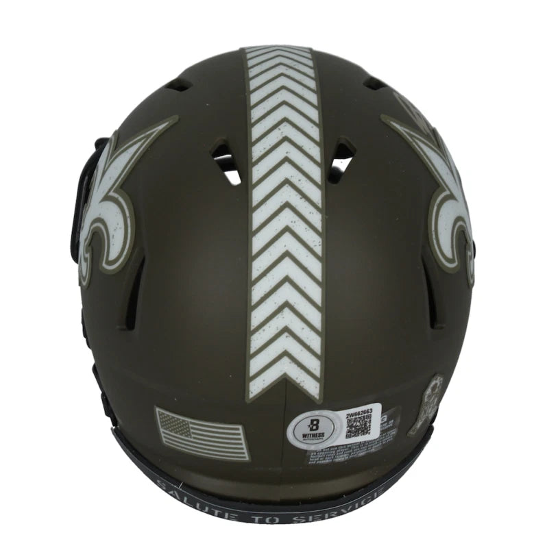 Rashid Shaheed Autographed New Orleans Saints 2022 Salute to Service Speed Mini Helmet Beckett Witnessed
