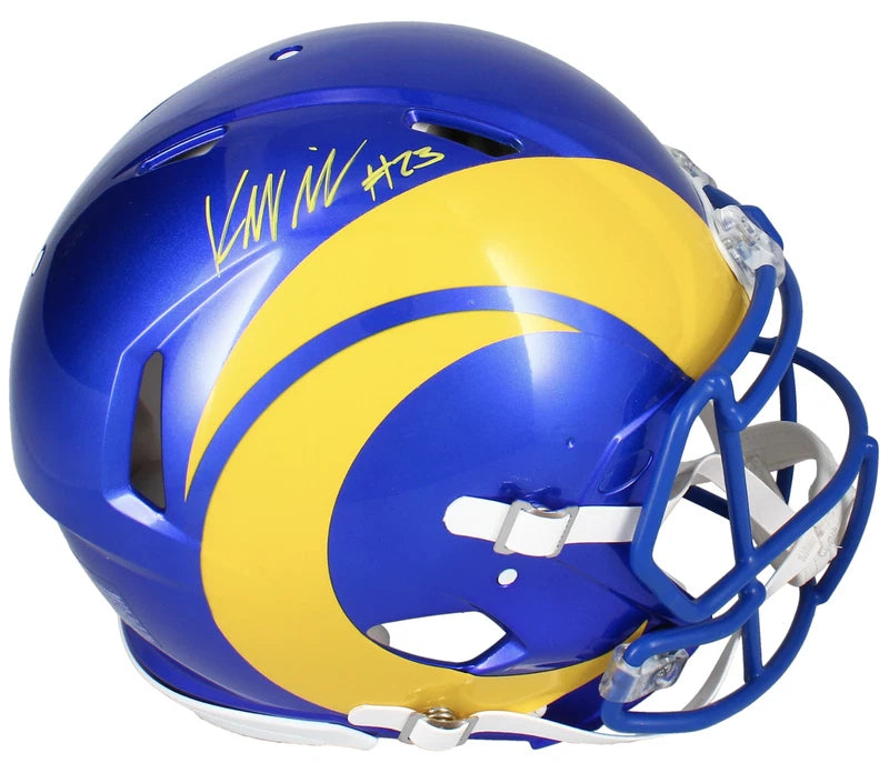 Kyren Williams Autographed (In Yellow) Los Angeles Rams Speed Authentic Helmet Beckett Witnessed