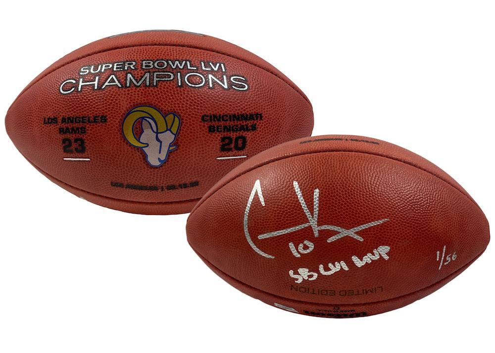 COOPER KUPP Autographed/Inscribed "SB LVI MVP" Los Angeles Rams SB LVI Champions Logo Wilson Duke Authentic Football FANATICS LE 1/56