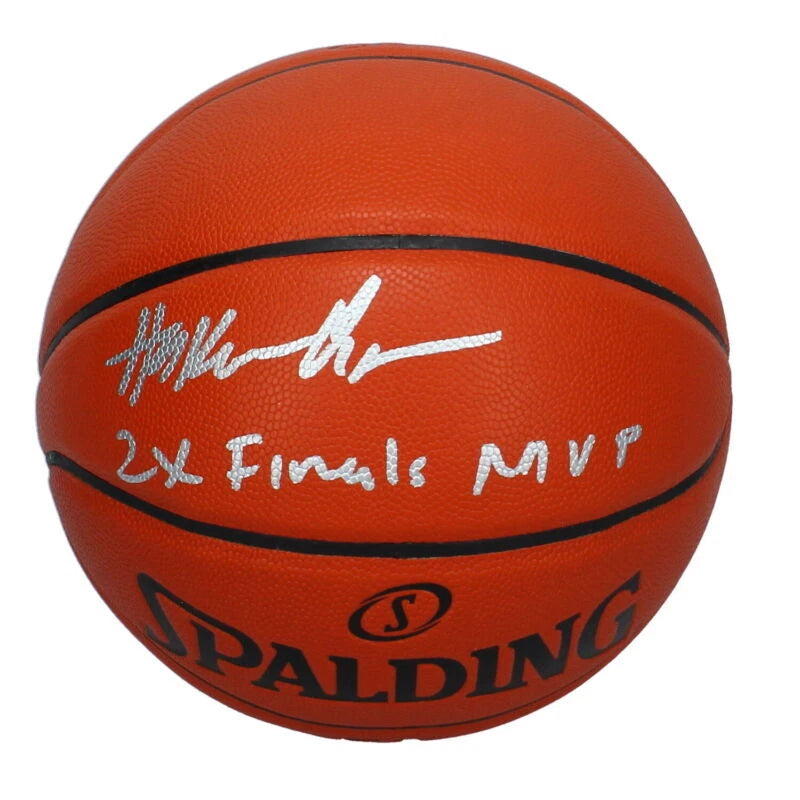 Hakeem Olajuwon Autographed/Inscribed "2X FINALS MVP" Spalding NBA Game Ball Series Indoor/Outdoor Basketball Beckett Witnessed