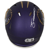 Zay Flowers Autographed Baltimore Ravens Purple 2024 Alternate Speed Mini Helmet Beckett Witnessed
