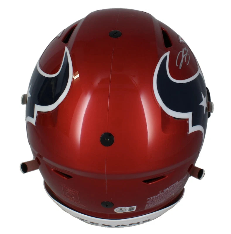 Dalton Schultz Autographed Houston Texans Flash Speedflex Authentic Helmet Beckett Witnessed
