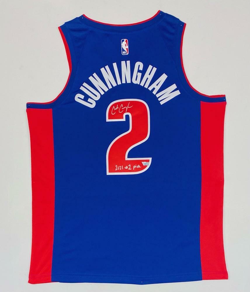 CADE CUNNINGHAM Autographed/Inscribed "2021 #1 Pick" Detroit Pistons Blue Nike Swingman Jersey FANATICS