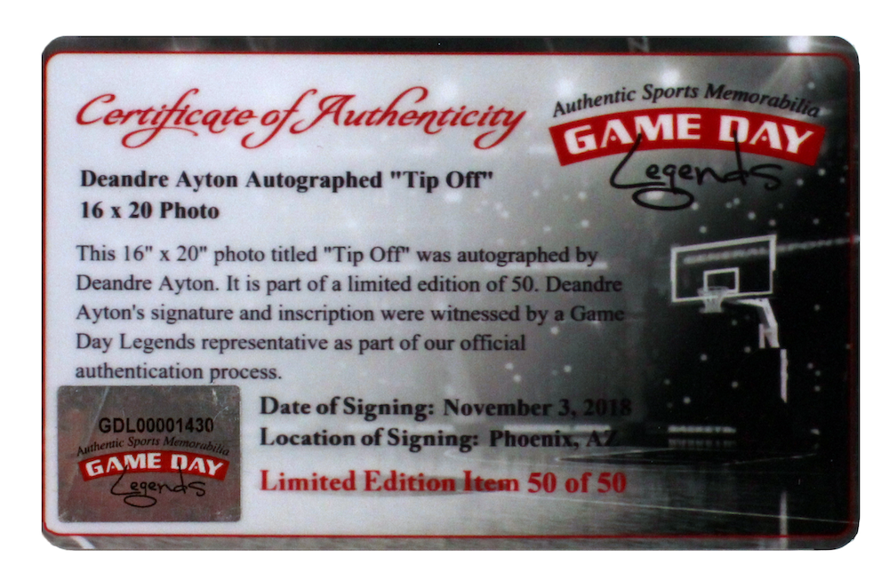DEANDRE AYTON Signed Phoenix Suns 16" x 20" "Tip Off" Photograph STEINER LE 50/50