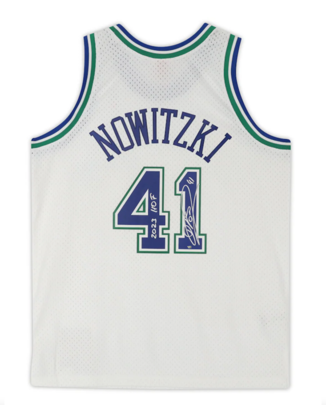 Dirk Nowitzki Autographed/Inscribed "2023 HOF" White Mitchell & Ness 1998-99 Swingman Jersey Fanatics