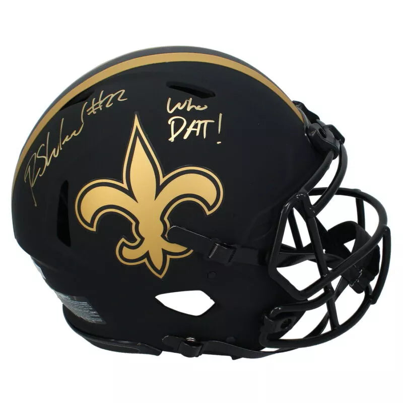 Rashid Shaheed Autographed/Inscribed "WHO DAT!" New Orleans Saints Eclipse Speed Authentic Helmet Beckett Witnessed