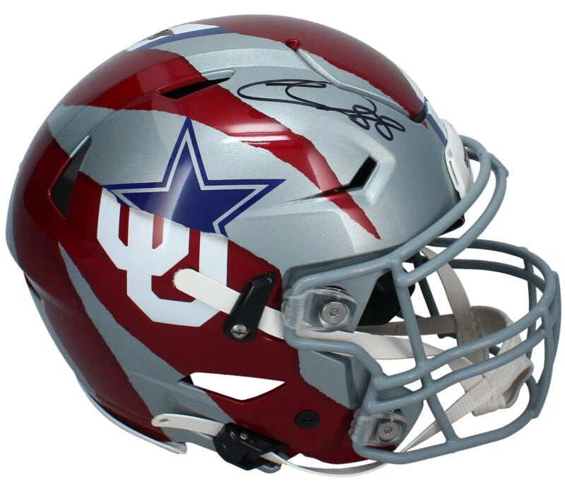Ceedee Lamb Autographed Dallas Cowboys/Oklahoma Sooners ECC Custom Ripped Speedflex Authentic Helmet Fanatics