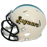 Travis Hunter Autographed Jacksonville Jaguars RETRO Speed Mini Helmet Beckett Witnessed