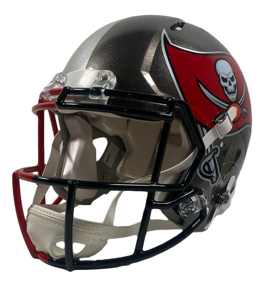TOM BRADY Buccaneers Side Autographed Buccaneers / Patriots Combo Speed Authentic Helmet FANATICS