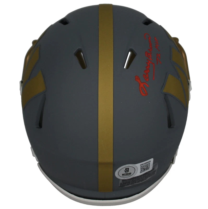Larry Brown Autographed/Inscribed "72 MVP" Washington Commanders Slate Speed Mini Helmet Beckett Witnessed