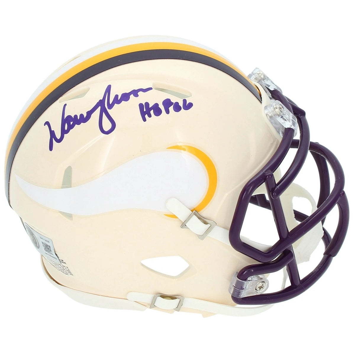 Warren Moon Autographed/Inscribed "HOF 06" Minnesota Vikings RETRO Speed Mini Helmet Beckett Witnessed