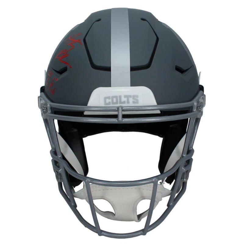 Anthony Richardson Autographed/Inscribed "2023 1st Rd Pick" Indianapolis Colts Slate Speedflex Authentic Helmet LE 25 Fanatics