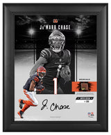 Ja'Marr Chase Cincinnati Bengals Facsimile Signature Framed 11" x 14" Impact Collage with a Piece of Game-Used Football LE 250 Fanatics