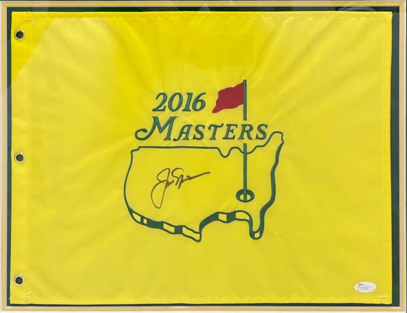 Jack Nicklaus Autographed 2016 Masters Pin Flag Custom Framed Display with Photos JSA