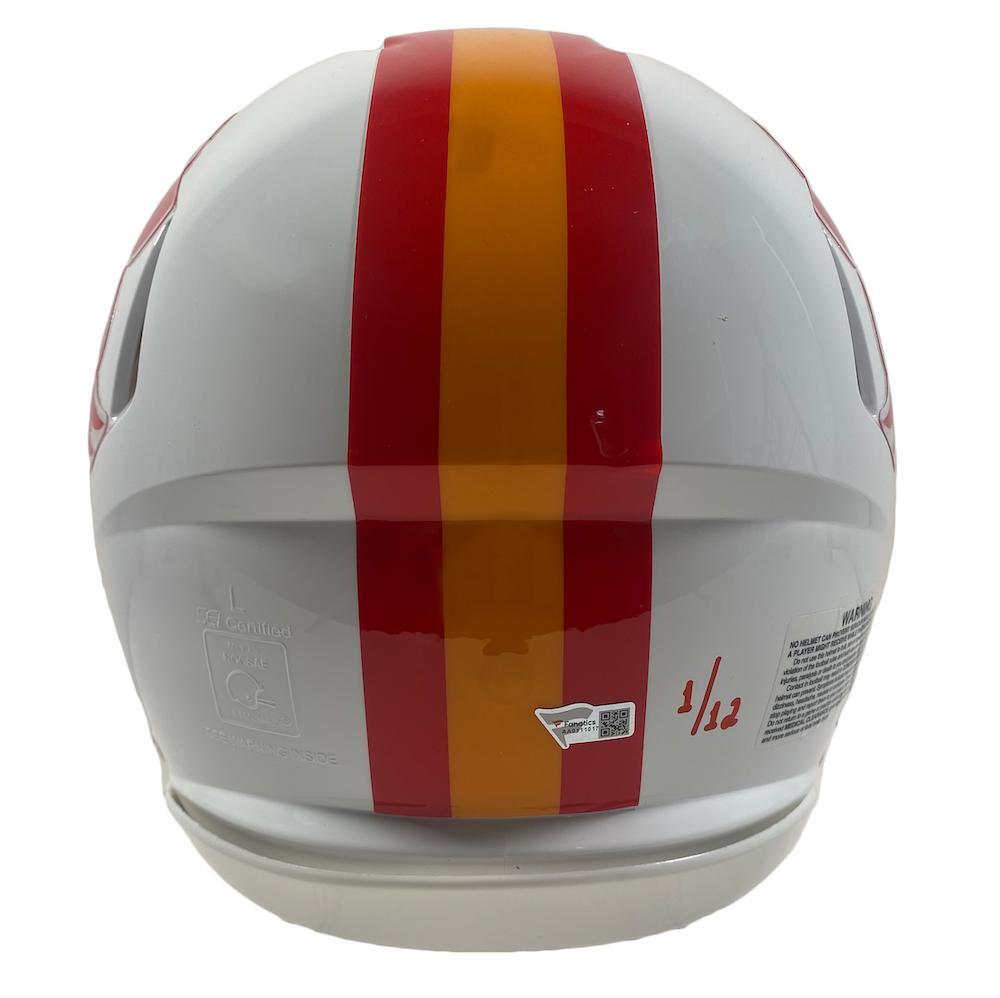 TOM BRADY Autographed/Inscribed "FIRE THE CANNONS" Tampa Bay Buccaneers Throwback Speed Authentic Helmet FANATICS LE 1/12