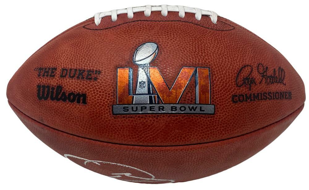 ODELL BECKHAM JR. Autographed/Inscribed "SB LVI Champs" Los Angeles Rams SB LVI Champs Logo Official Wilson Duke Football FANATICS