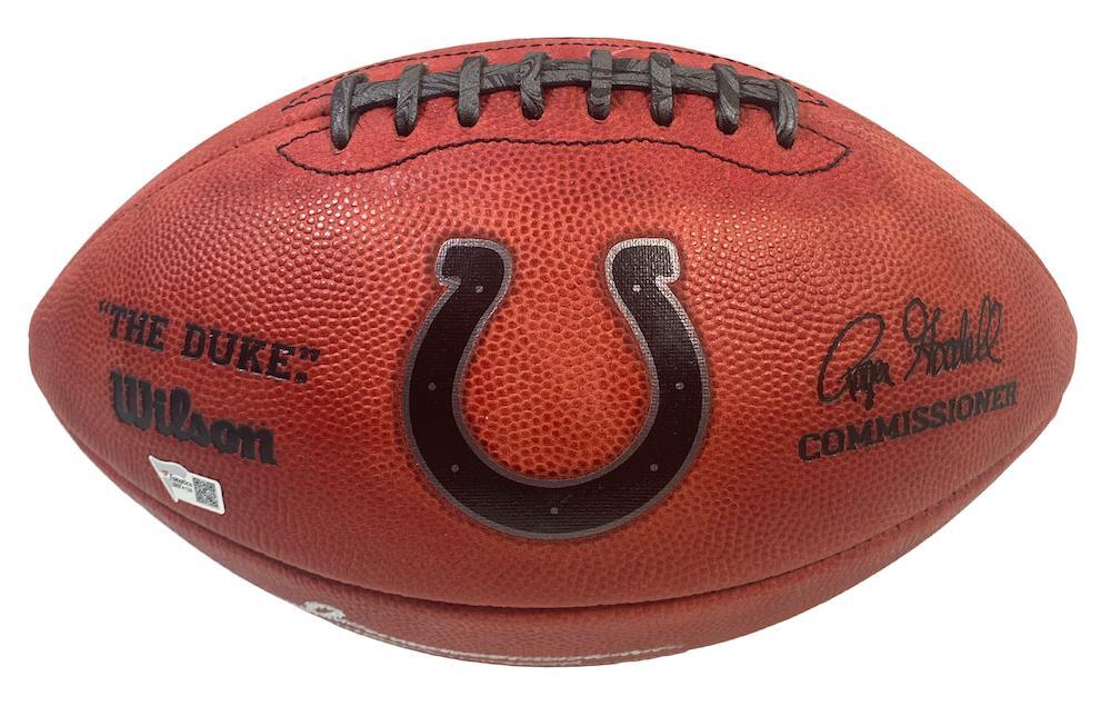 JONATHAN TAYLOR Autographed/Inscribed "5 TDs 11/21/21" Indianapolis Colts Metallic Logo Official NFL Wilson Duke Football FANATICS LE 1/28