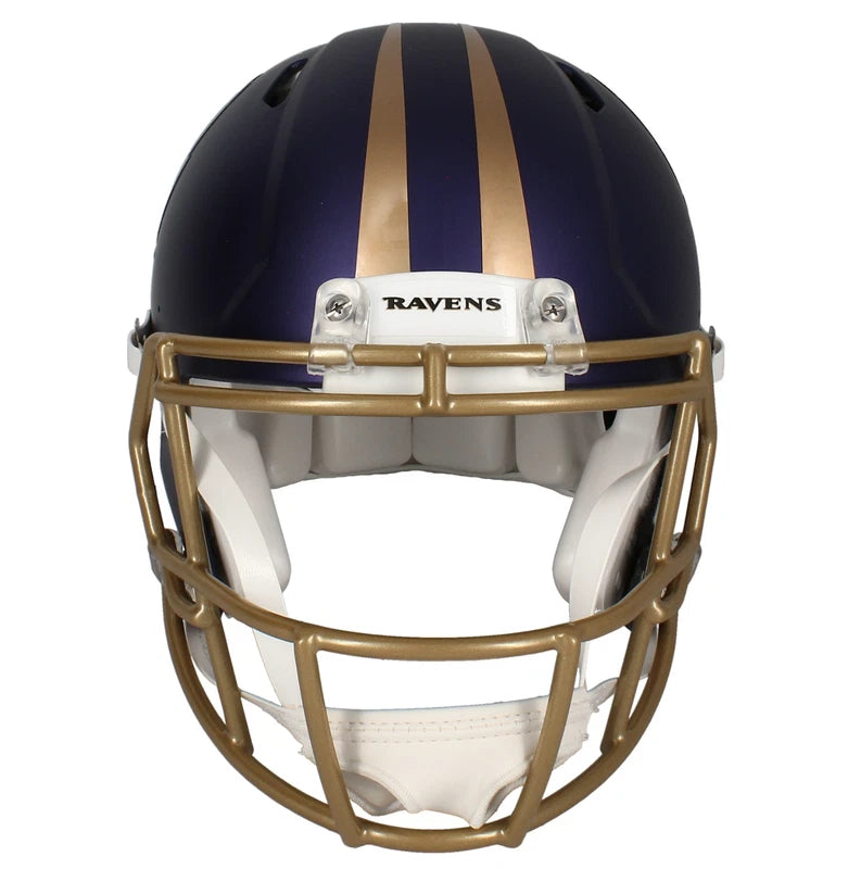 Zay Flowers Autographed Baltimore Ravens Purple 2024 Alternate Speed Authentic Helmet Beckett Witnessed