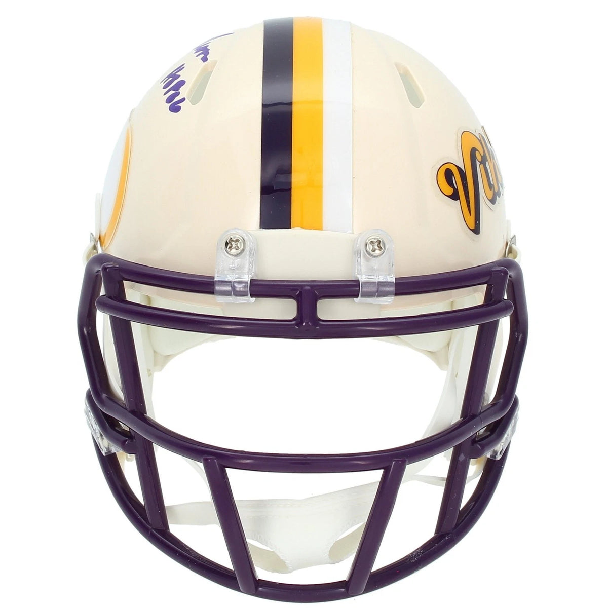 Warren Moon Autographed/Inscribed "HOF 06" Minnesota Vikings RETRO Speed Mini Helmet Beckett Witnessed