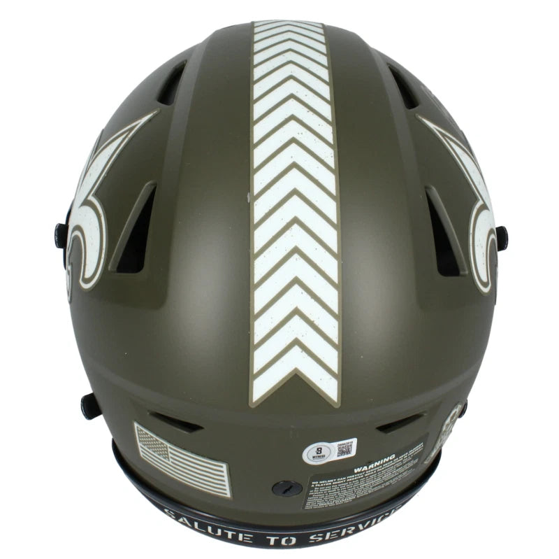 Rashid Shaheed Autographed New Orleans Saints 2022 Salute to Service Speed Authentic Helmet with 2022 STS Six Branch Custom Visor Beckett Witnessed