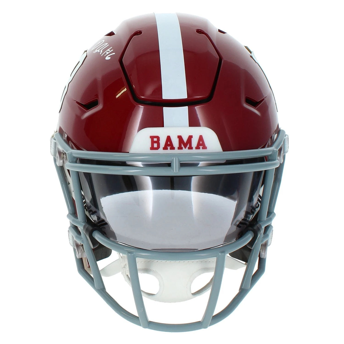 DeVonta Smith Autographed Alabama Crimson Tide Speedflex Midi Helmet Beckett Witnessed