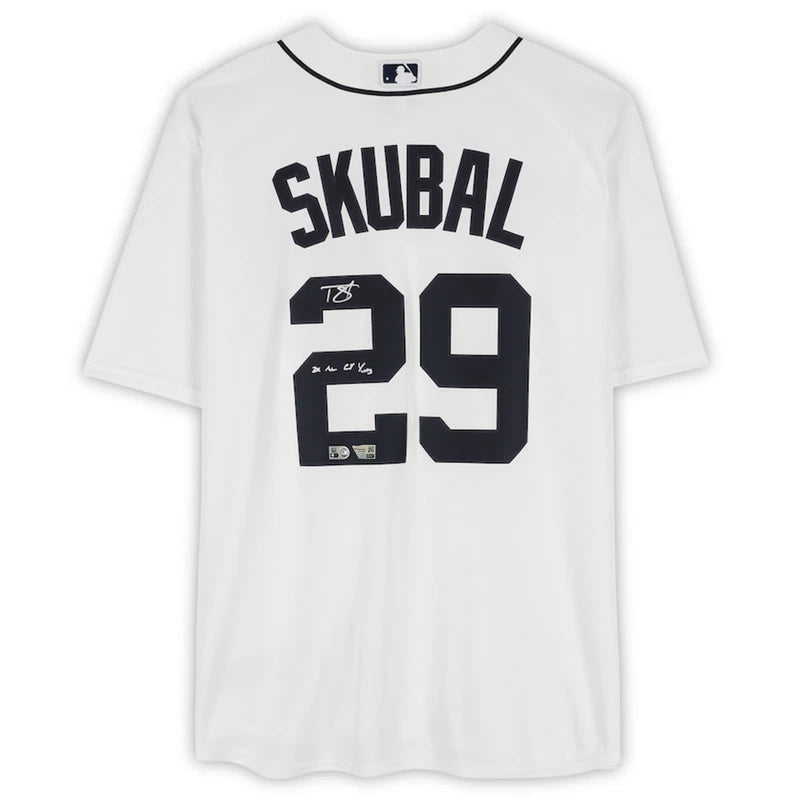 Tarik Skubal Detroit Tigers Autographed "24 Cy Young" Nike White Replica Jersey Fanatics