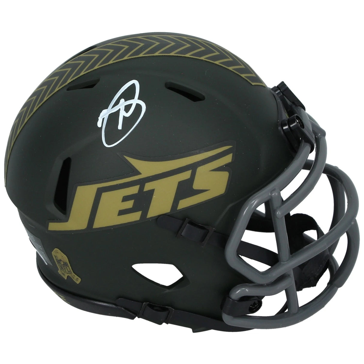 Minkah Fitzpatrick Autographed New York Jets 2025 Salute to Service Speed Mini Helmet JSA Witnessed