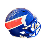 Josh Allen Autographed Buffalo Bills Blue 2026 Alternate Charge Speed Full Size Helmet Beckett Witnessed