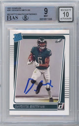 DeVonta Smith Autographed Philadelphia Eagles 2021 Panini Donruss Rated Rookie #261 BGS 9/10 Rookie Card Fanatics