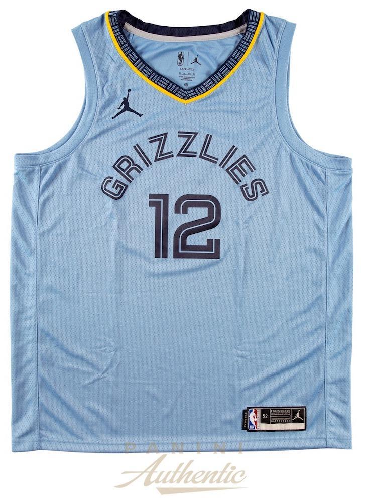 JA MORANT Autographed Memphis Grizzlies Light Blue Jordan Brand Nike Swingman Jersey PANINI