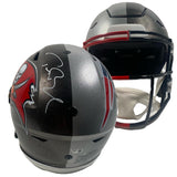 TOM BRADY Buccaneers Side Autographed Buccaneers / Patriots Combo Speed Flex Helmet FANATICS