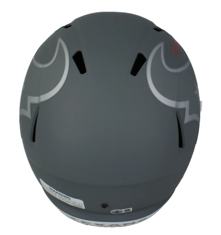 Dalton Schultz Autographed (in Red) Houston Texans Slate Speed Full Size Helmet Beckett Witnessed