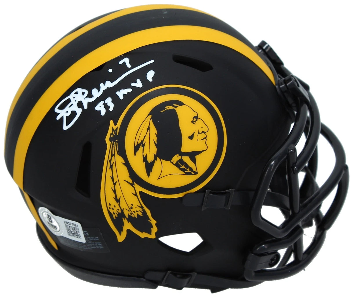 Joe Theismann Autographed/Inscribed "83 NFL MVP" Washington Redskins Eclipse Speed Mini Helmet Beckett Witnessed