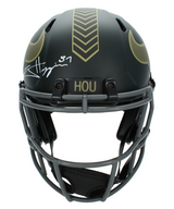 Jayden Higgins Autographed Houston Texans 2025 Salute to Service Speed Authentic Helmet Beckett Witnessed