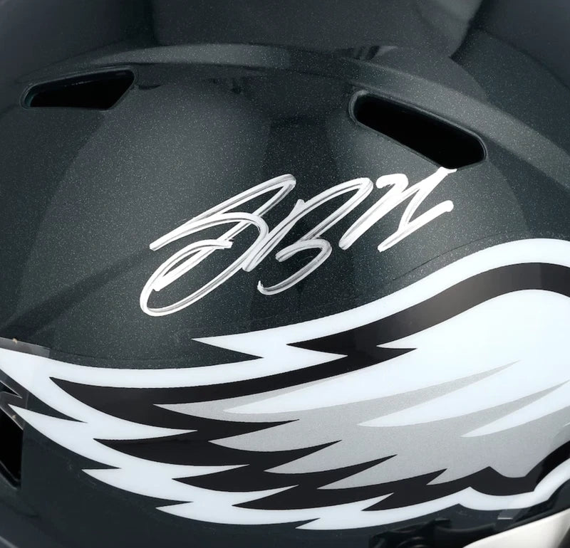 Saquon Barkley Autographed Philadelphia Eagles Super Bowl LIX Champions Logo Speed Replica Helmet Fanatics