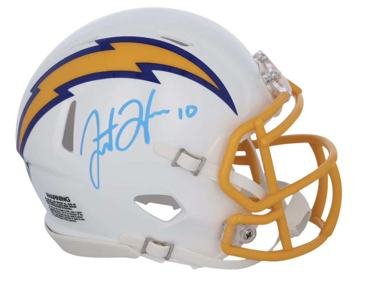 Justin Herbert Autographed Los Angeles Chargers White & Royal Color Rush Speed Mini Helmet Fanatics