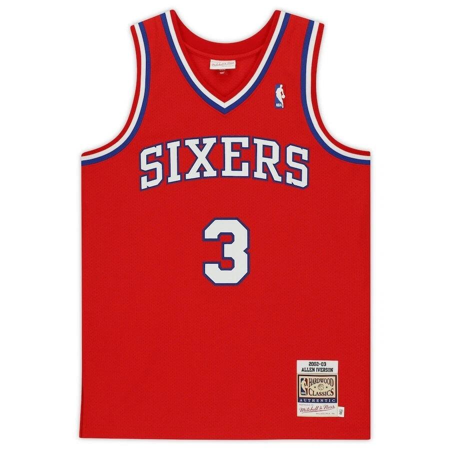 Allen Iverson Autographed Philadelphia 76ers Red Mitchell & Ness 02-03 Authentic Jersey Fanatics