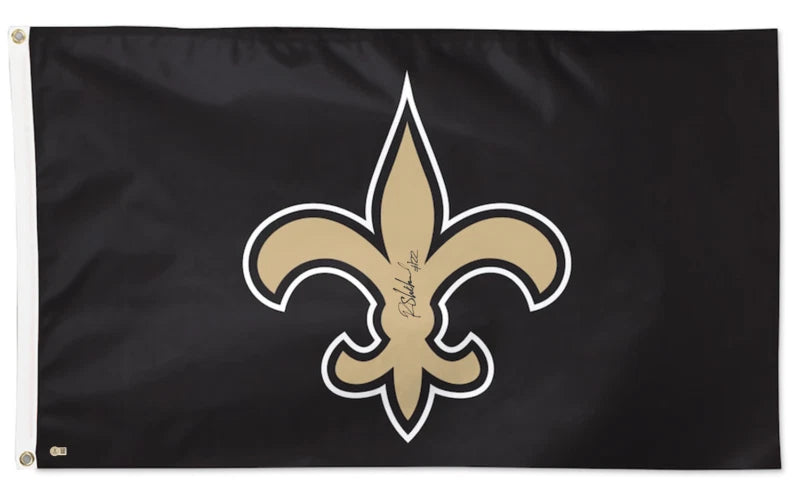 Rashid Shaheed Autographed New Orleans Saints Black 3' x 5' Deluxe Flag Beckett Witnessed